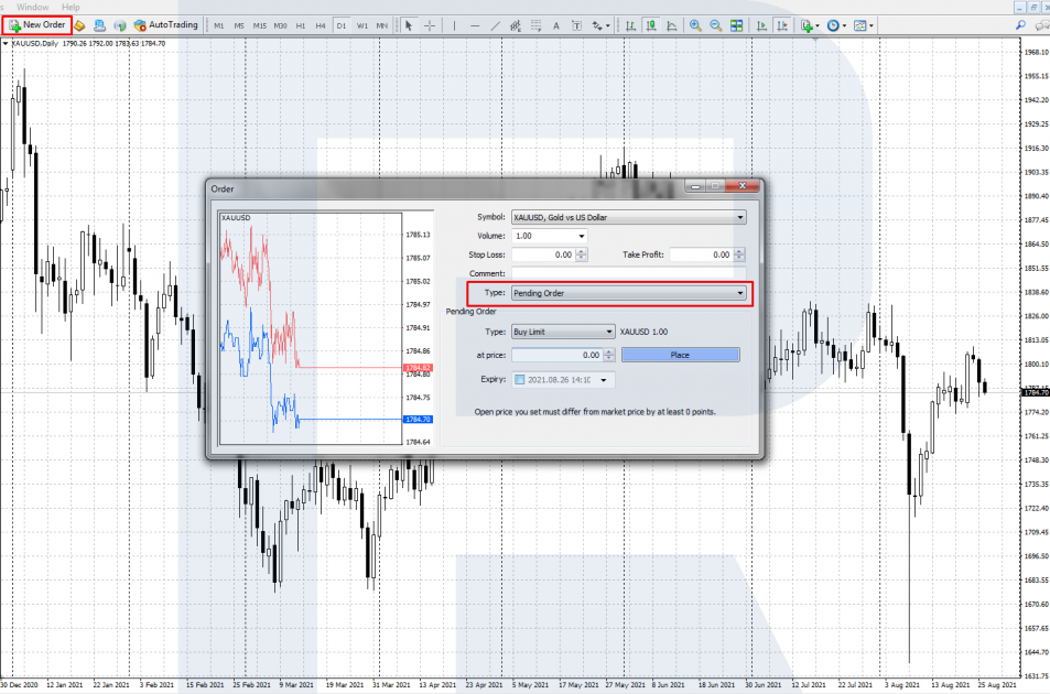 Placing a pending order in MetaTrader 4