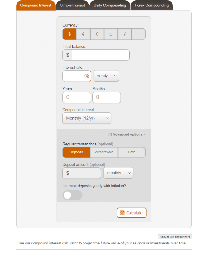 Calculadora de interés compuesto
