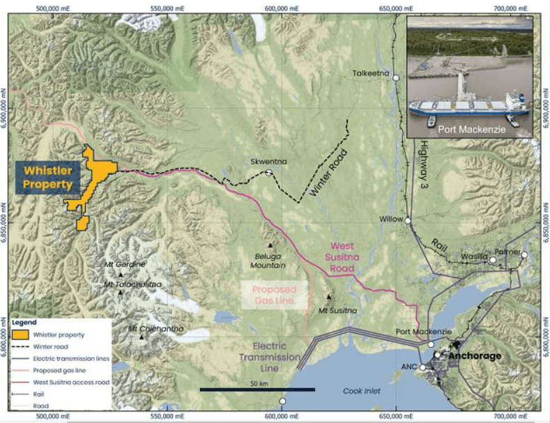 Mapa del depósito de Whistler