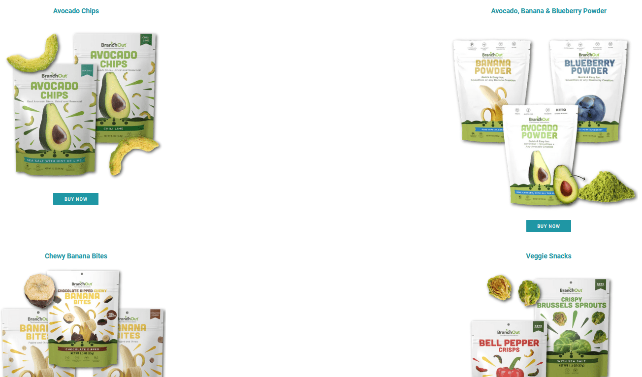 Productos de BranchOut Food Inc.