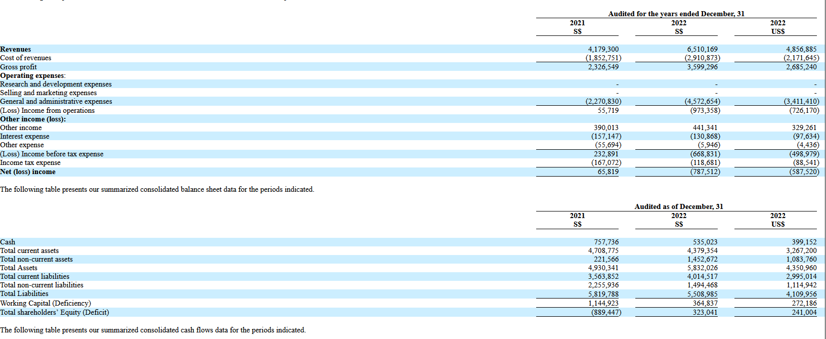 Rendimiento financiero de Simpple Ltd.