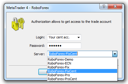 Login to your RoboForex cent account