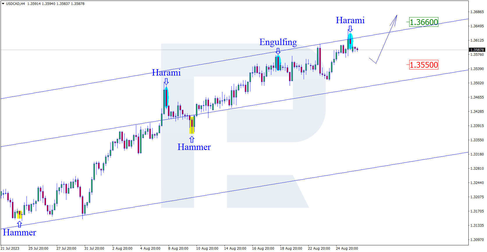 Japanese Candlesticks Analysis 28.08.2023 (USDCAD, AUDUSD, USDCHF)